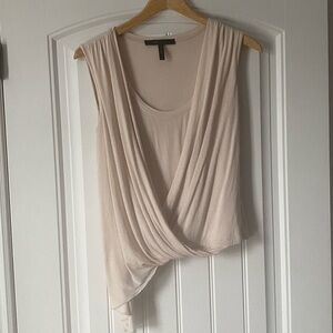 BCBGMaxAzria Beige Drape Blouse